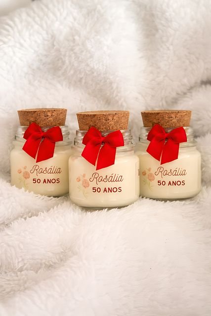 Vela 40g com tampa de rolha — lembrancinha hanami personalizável