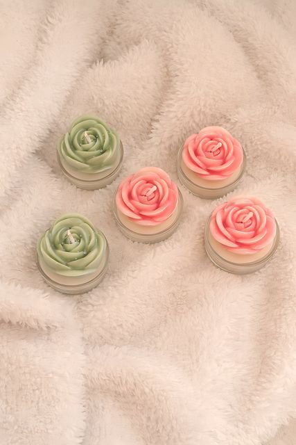 Vela rosa base de vidro — lembrancinha hanami personalizável